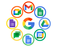 icons representing Google Workspace features such as email 