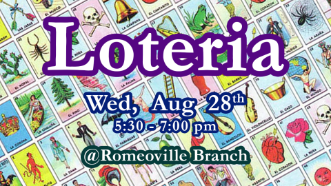 Loteria, with date and time of program underneath