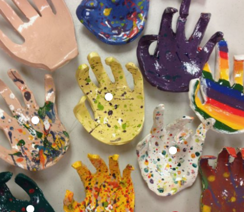 Image of hand shaped bowls made of clay