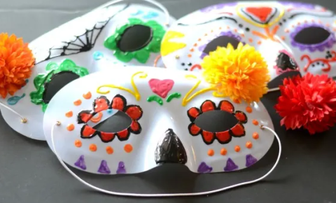 Colorful mask with flowers