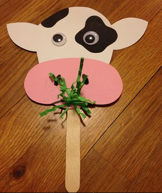 Cow on a stick eating grass craft