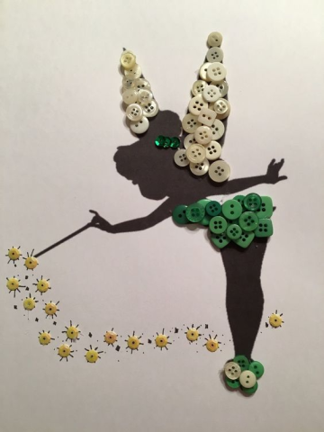 Picture of Tinker Bell covered with buttons