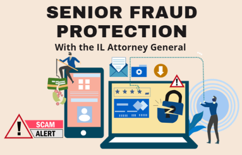 Senior fraud protection graphic