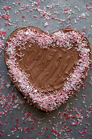 Heart shaped chocolate pie