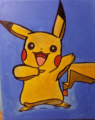 handpainted image of Pikachu