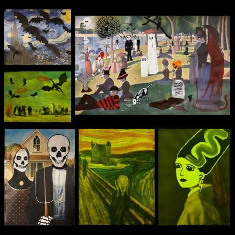 set of six altered paintings