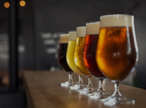 Beer glasses with different type of beers