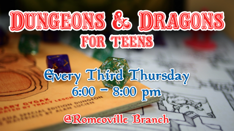 Teen D and D Game Pieces with text that spells out the program name