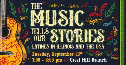 Image of a guitar with the title of the program.