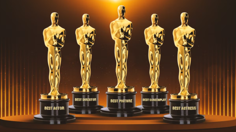 5 Academy Awards standing side by side