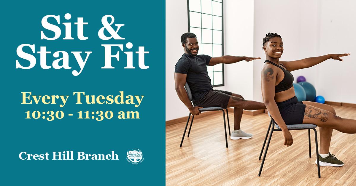 Two people sitting in chairs exercising.