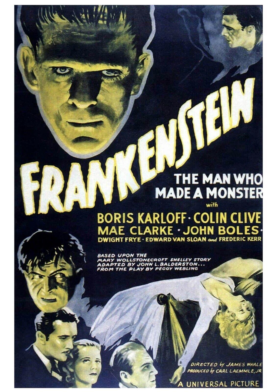 Movie poster for the 1931 film adaptation of Frankenstein.