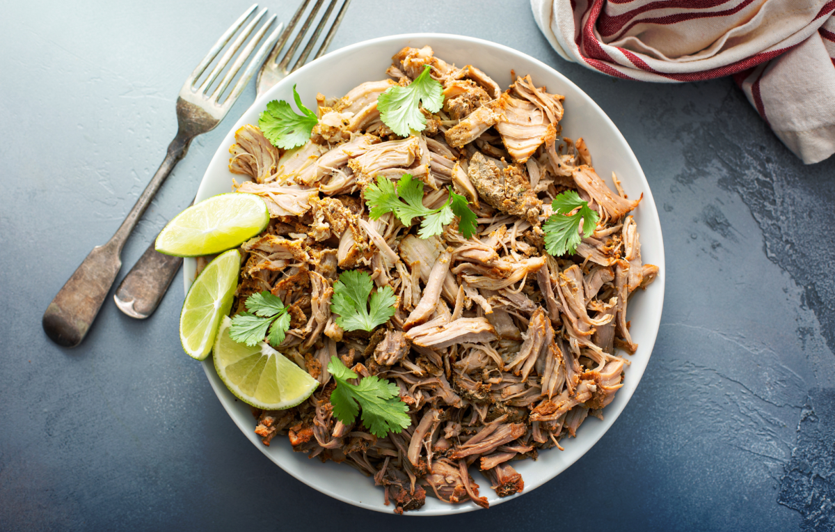 Pork carnitas in a bowl