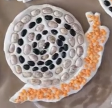 clay snail with beans