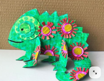 Painted Cardboard Chameleon