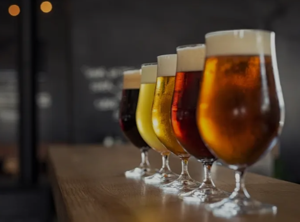 Beer glasses with different type of beers