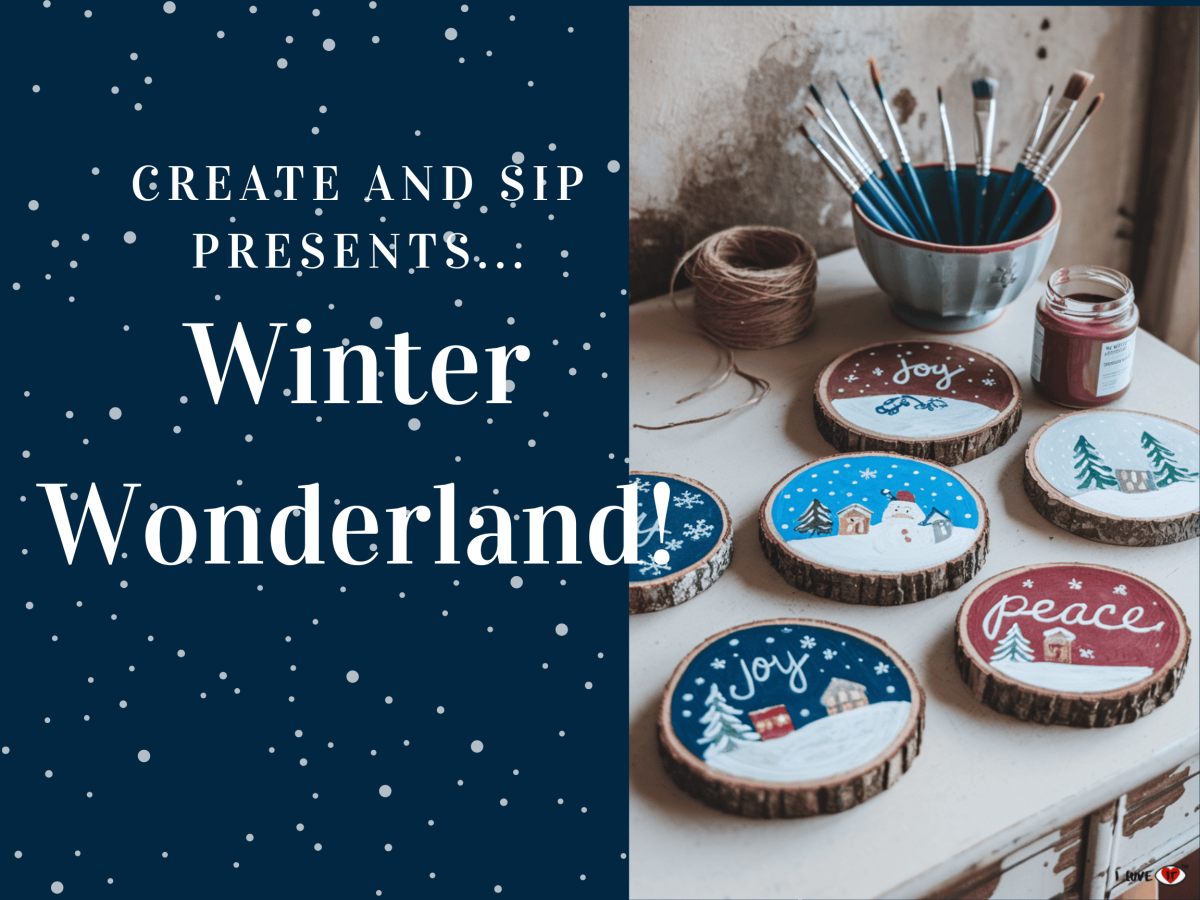 Create and Sip Winter Wonderland with sample painted wood blocks