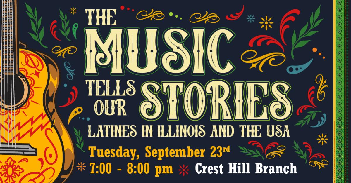 Image of a guitar with the title of the program.