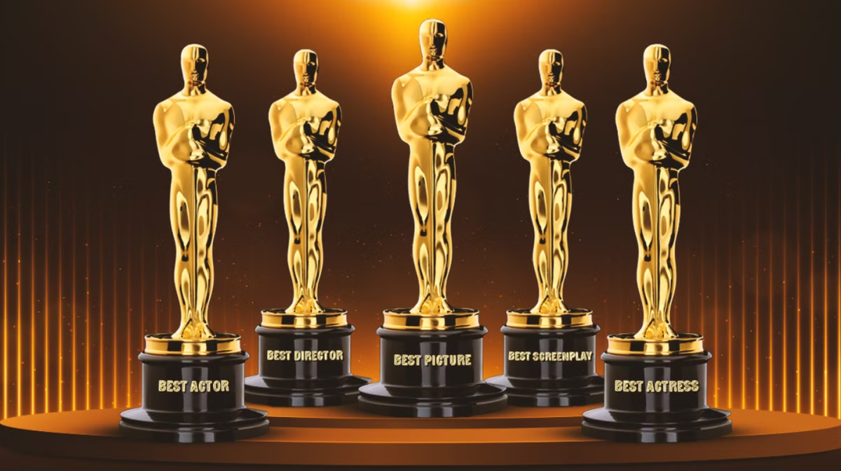 5 Academy Awards standing side by side